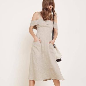 Reformation Jaclyn Dress, Beige Oatmeal Linen